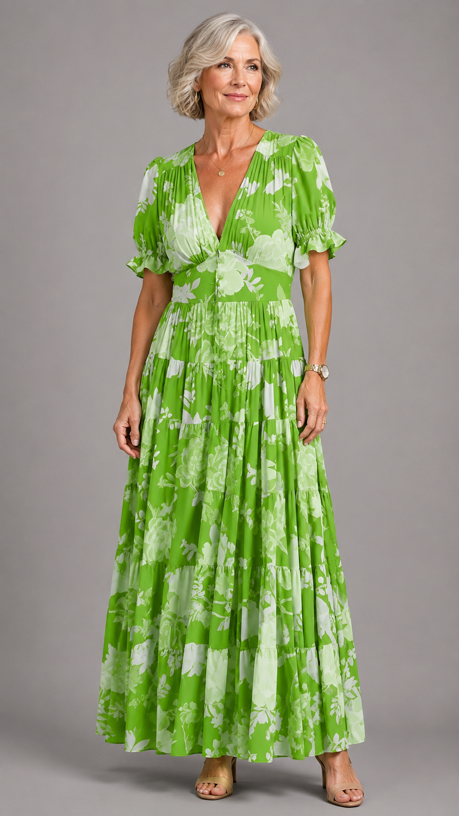 Alessia | Elegant Floral V-Neck Dress