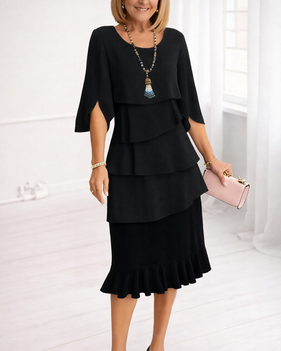 Elizabeth | Ruffle Midi Dress