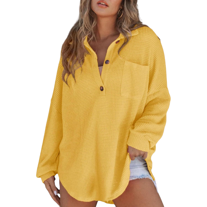 Nova | Casual Lightweight Button V Neck Tunic Blouse