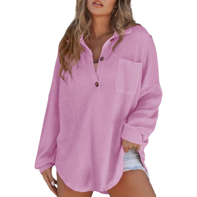 Nova | Casual Lightweight Button V Neck Tunic Blouse