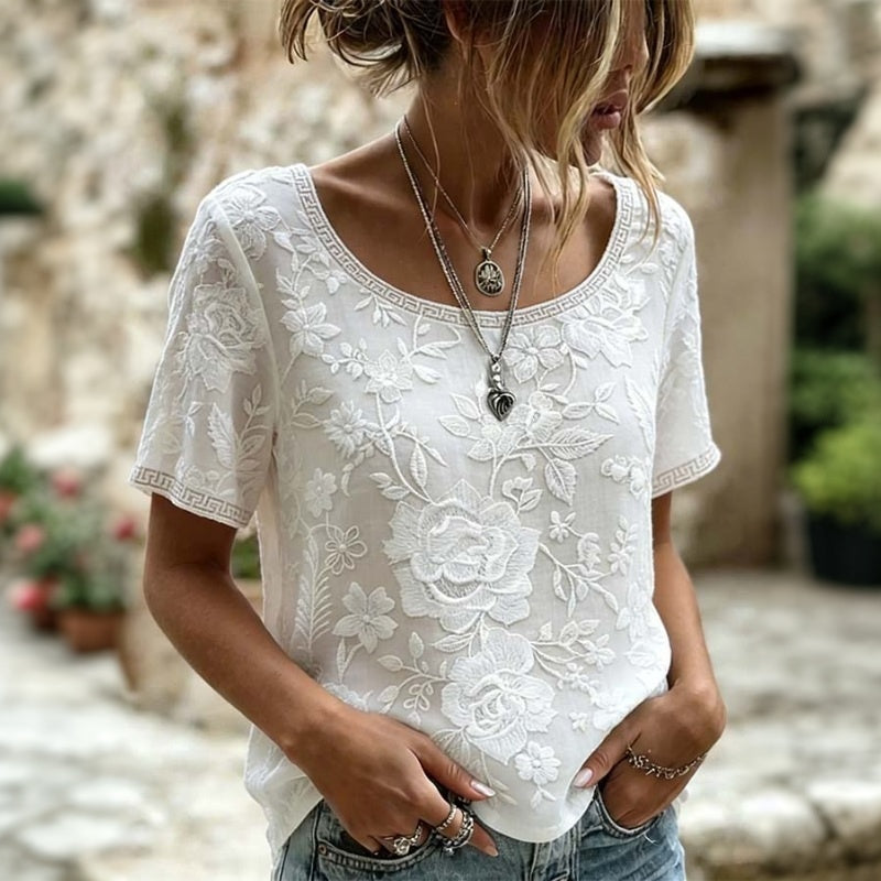 Maxime | White Vintage Floral Print Blouse