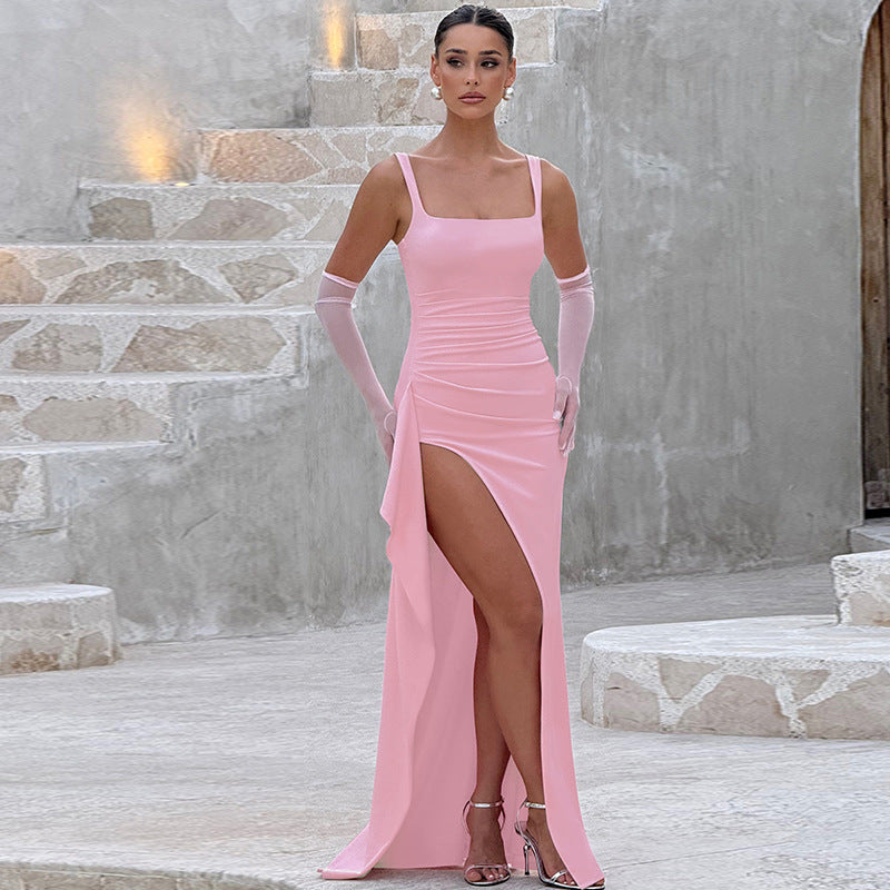 Livia | Elegant Formal Slip Maxi Dress with Open Back