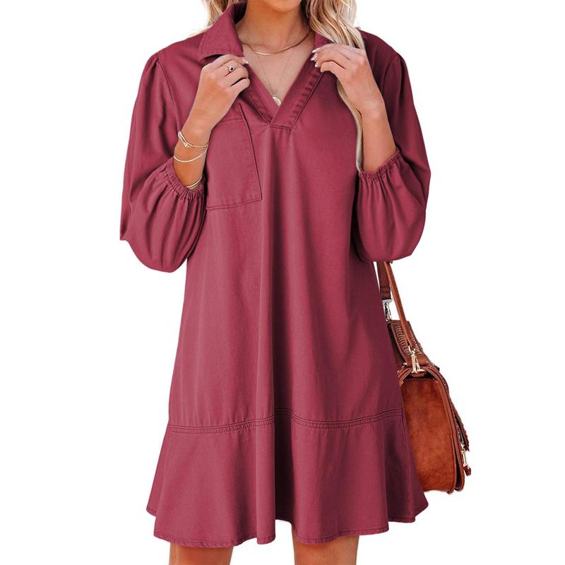 Layla | Classic Soft Washed Denim Puff Sleeve Dress