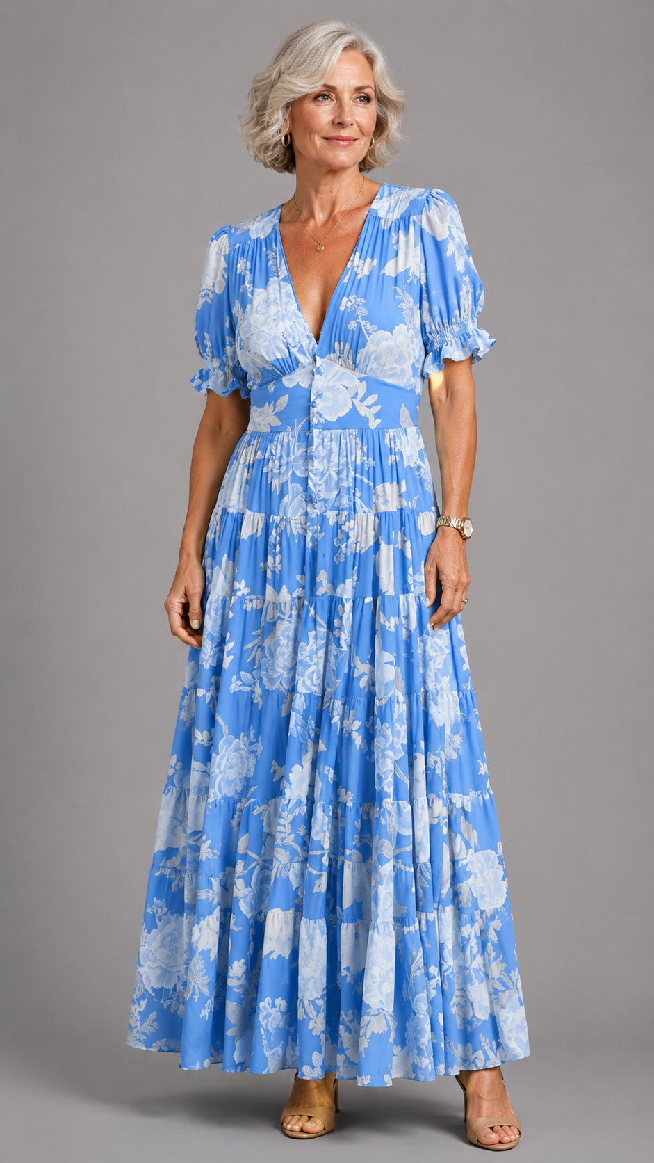 Alessia | Elegant Floral V-Neck Dress