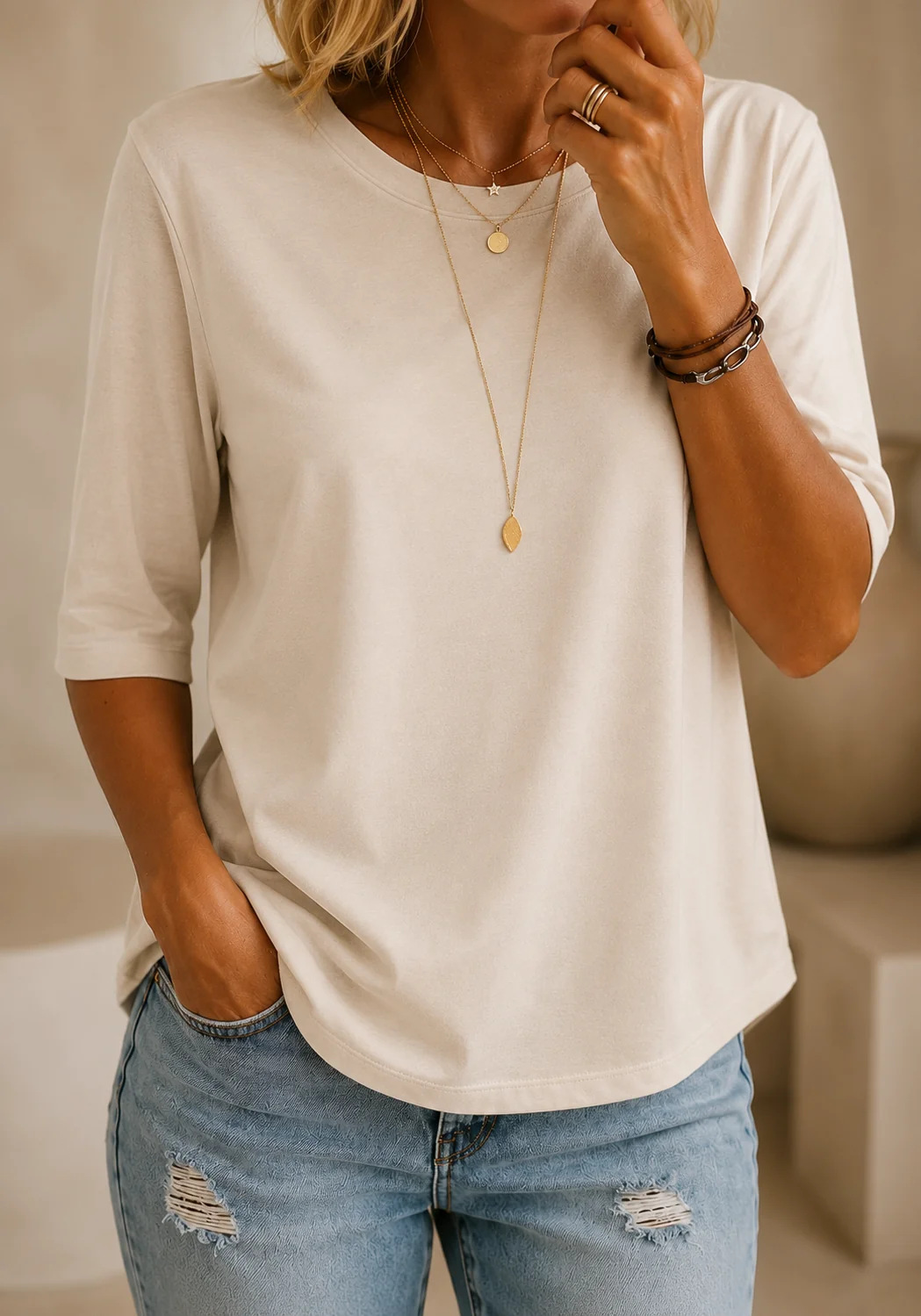 Elena | Essential Comfort Half-Sleeve Tee