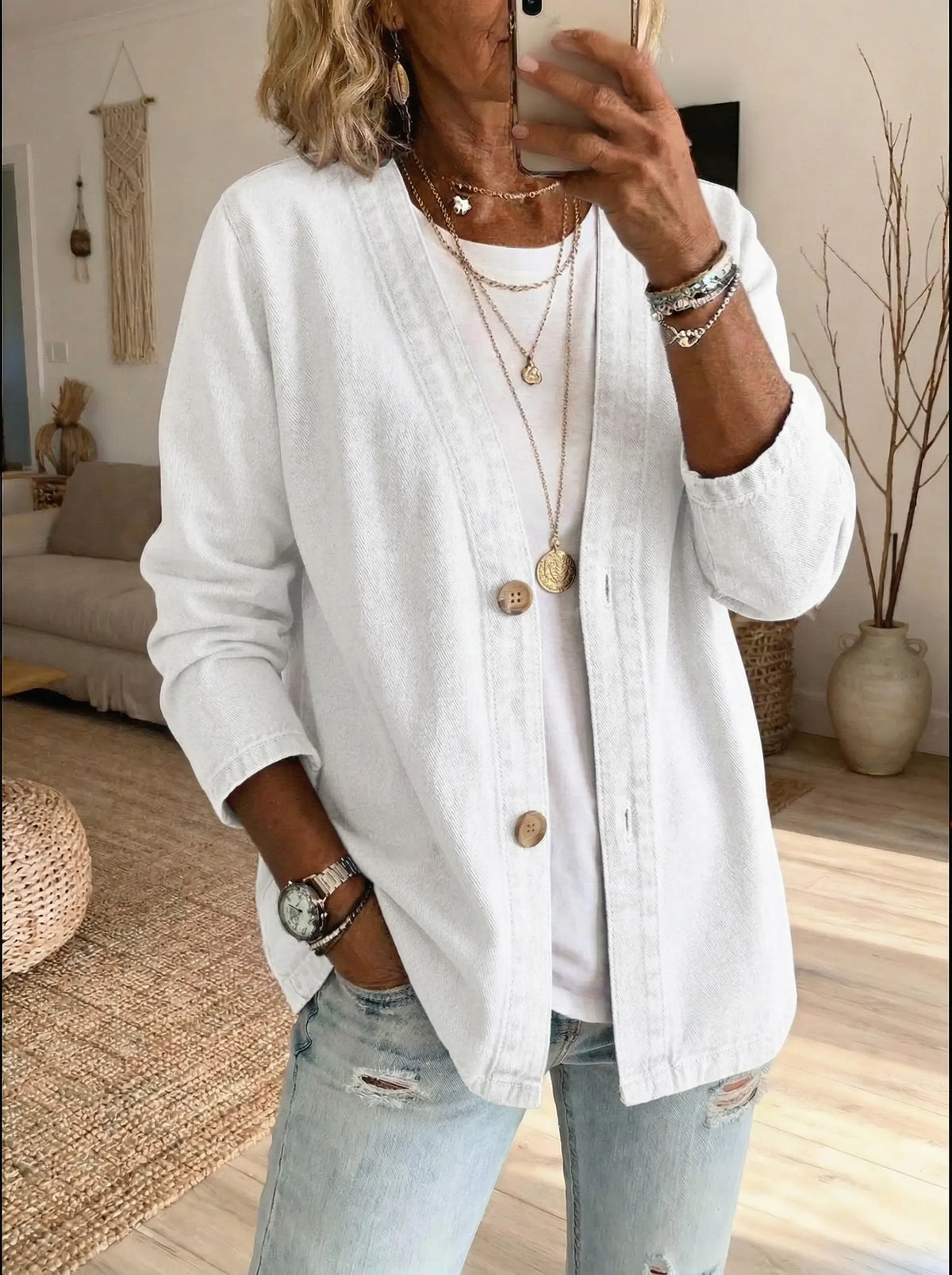 Corinne |Denim Button Coat