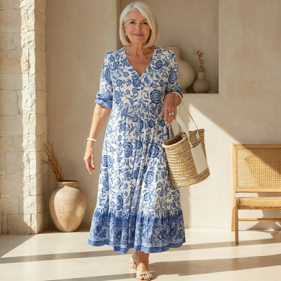 Danna | Elegant Floral Dress with V-Neck