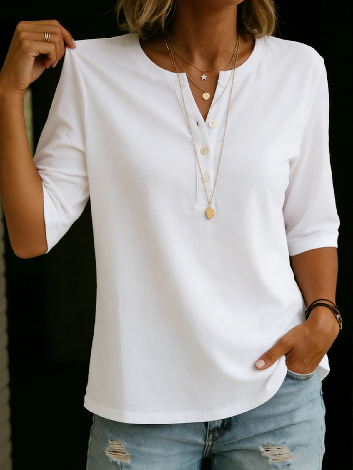 Celine | Essential Comfort Half Sleeve Tee | 100% Cotton