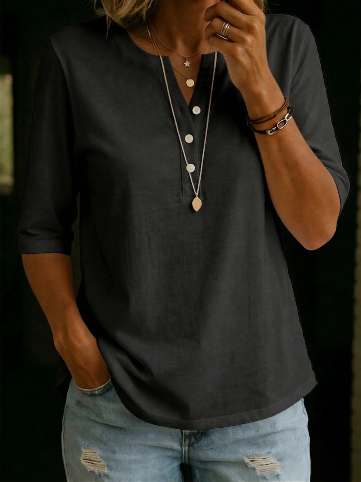 Celine | Essential Comfort Half Sleeve Tee | 100% Cotton
