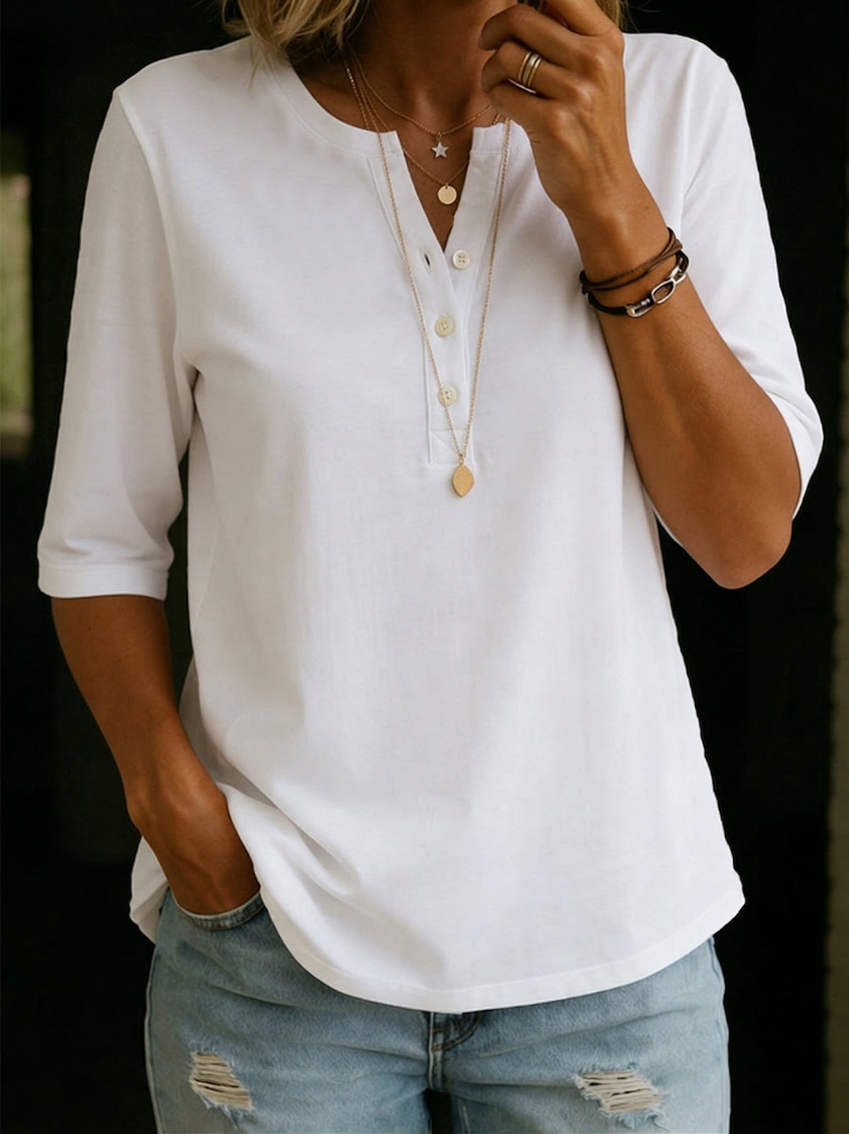 Celine | Essential Comfort Half Sleeve Tee | 100% Cotton